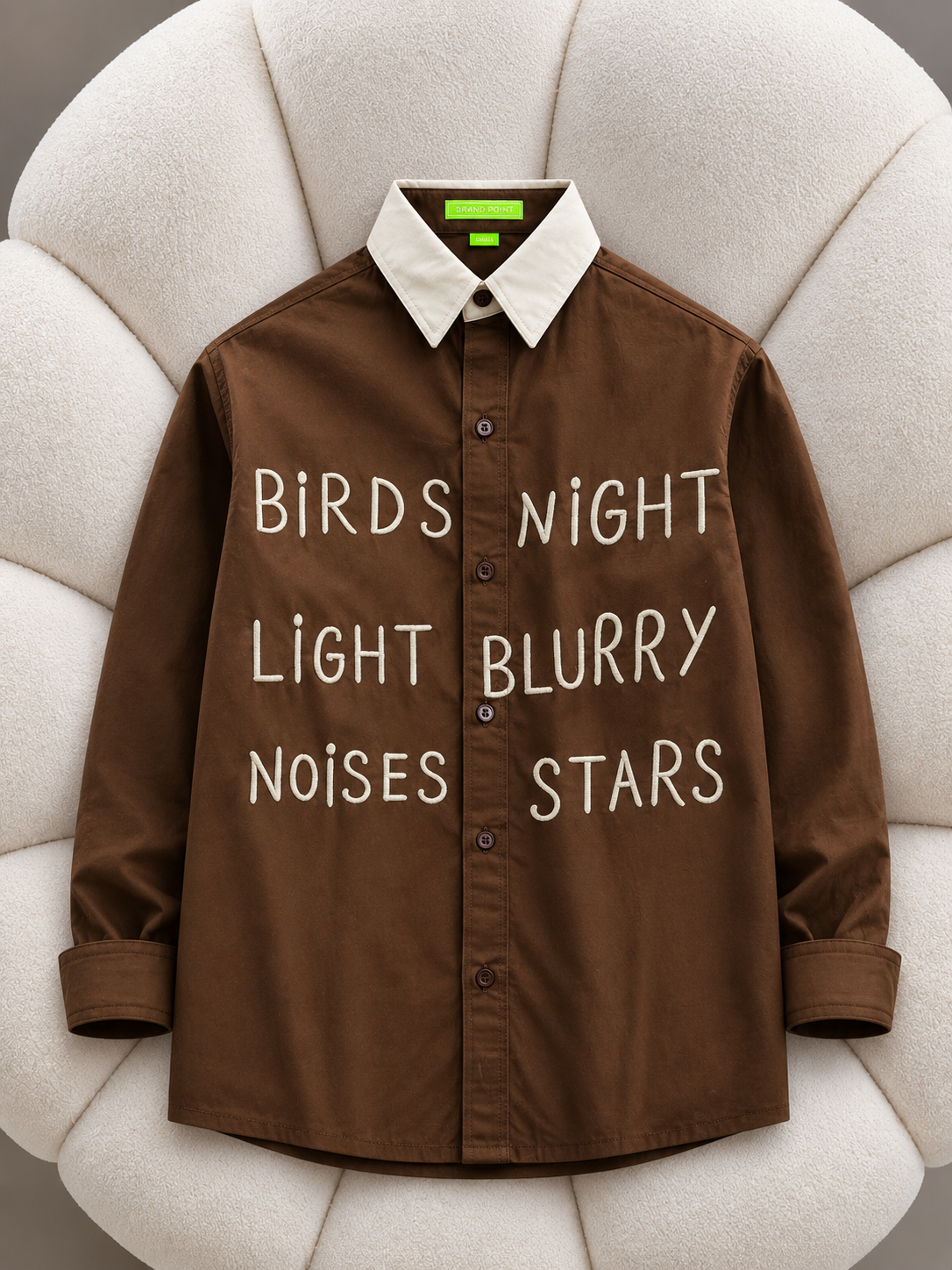 Premium Brown Typography Print Full Sleeve Shirt