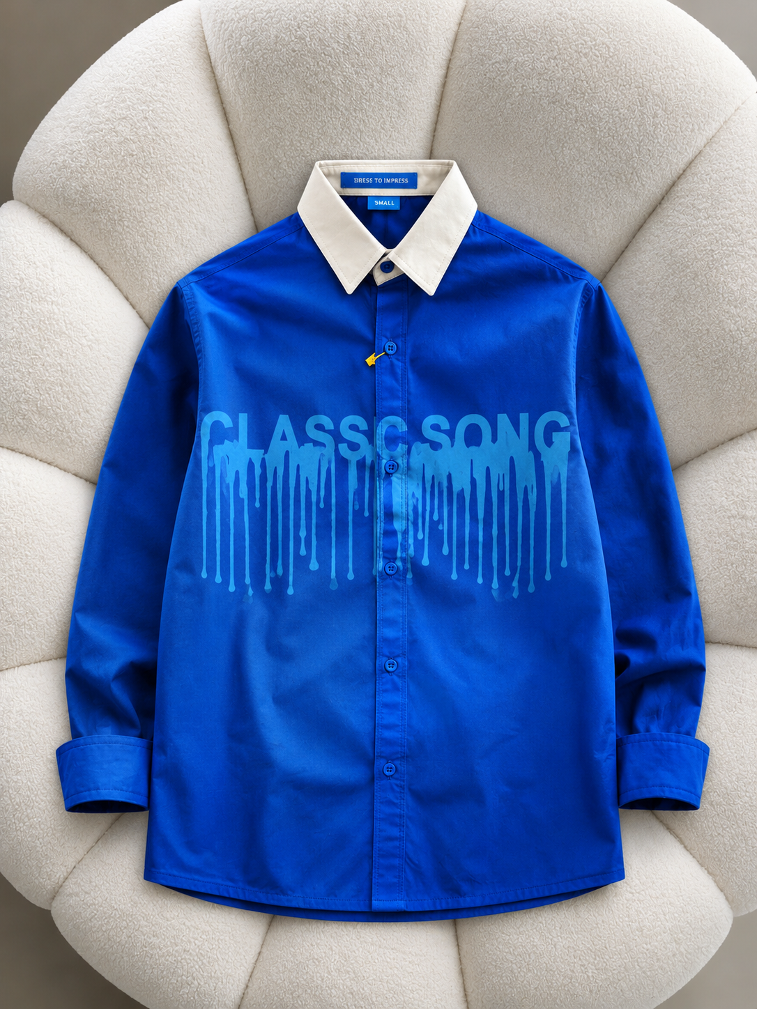 Classic Song' Drip Art Royal Blue Shirt
