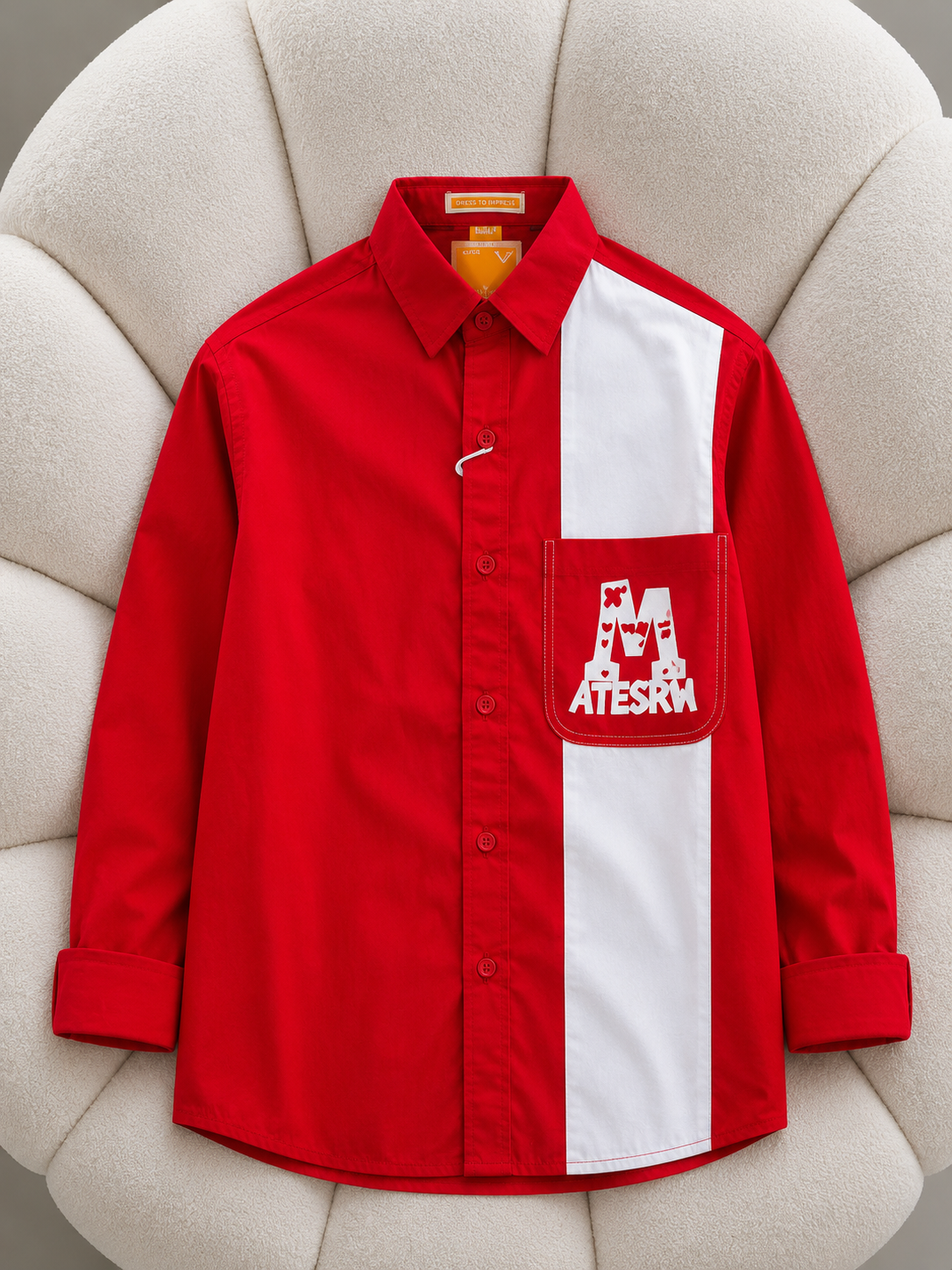 Premium Red Color Block Casual Shirt