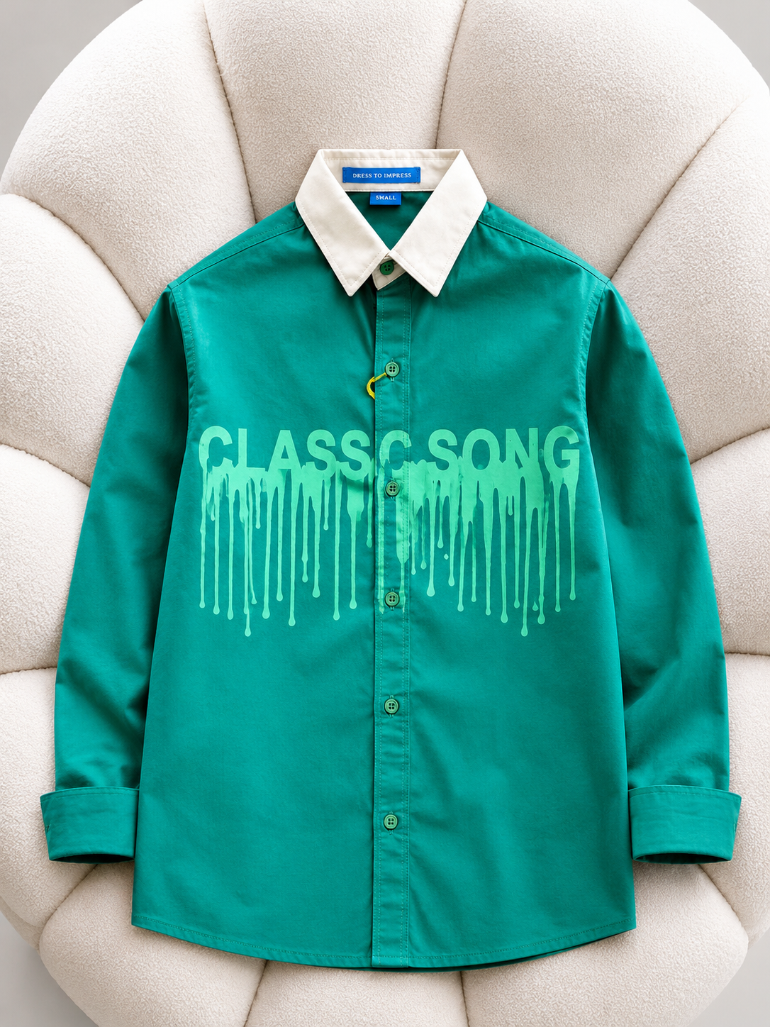 'Classic Song' Drip Art Emerald Green Shirt