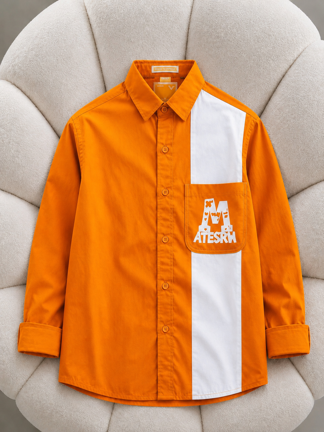 Premium Orange Color Block Casual Shirt
