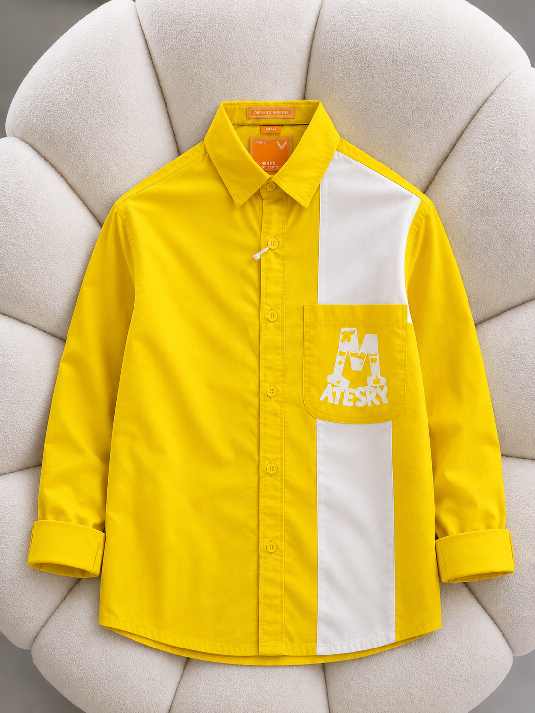 Premium Yellow Color Block Casual Shirt