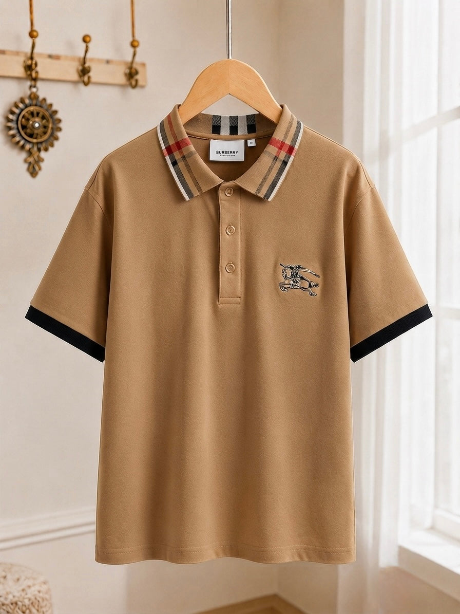 Premium Brown Polo Collar T-Shirt for Men | Half Sleeve Regular Fit