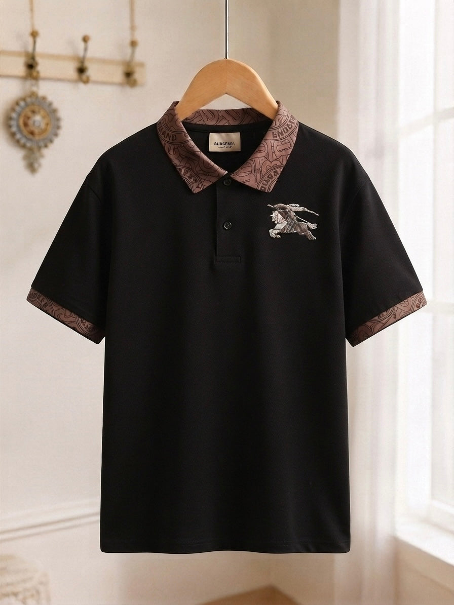 Premium Men's Black Polo Collar Half Sleeve T-Shirt