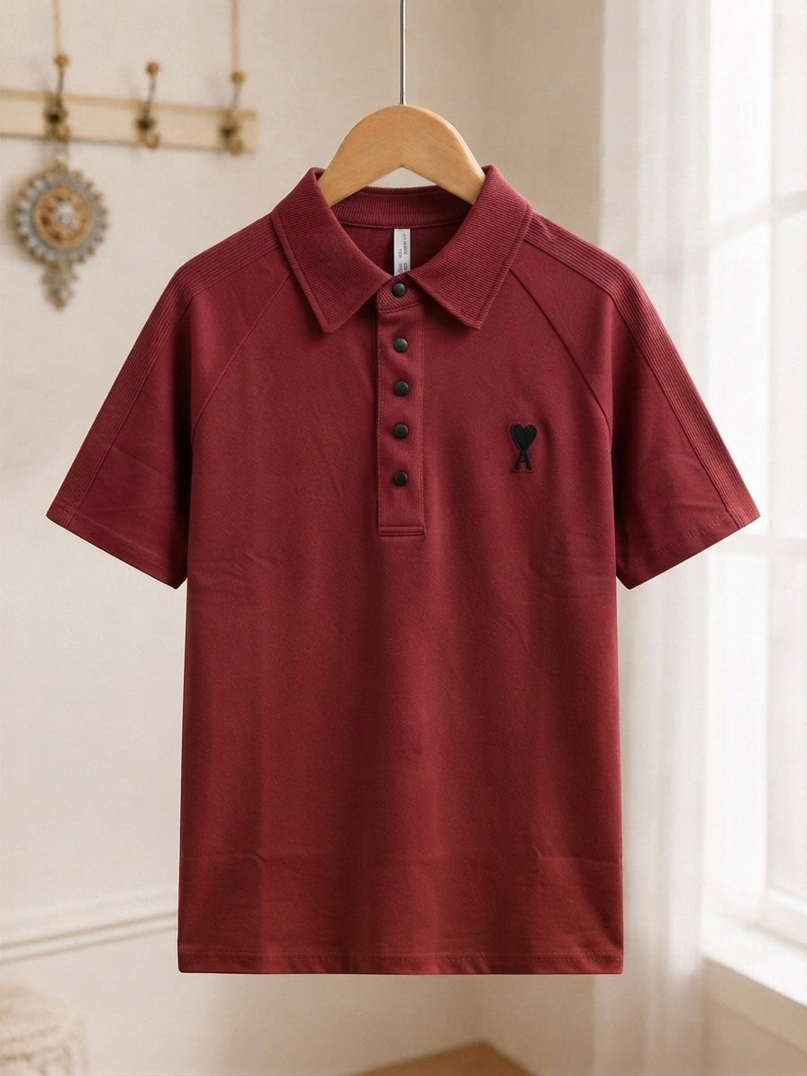 AMI Premium Maroon Half Sleeve Polo T-Shirt