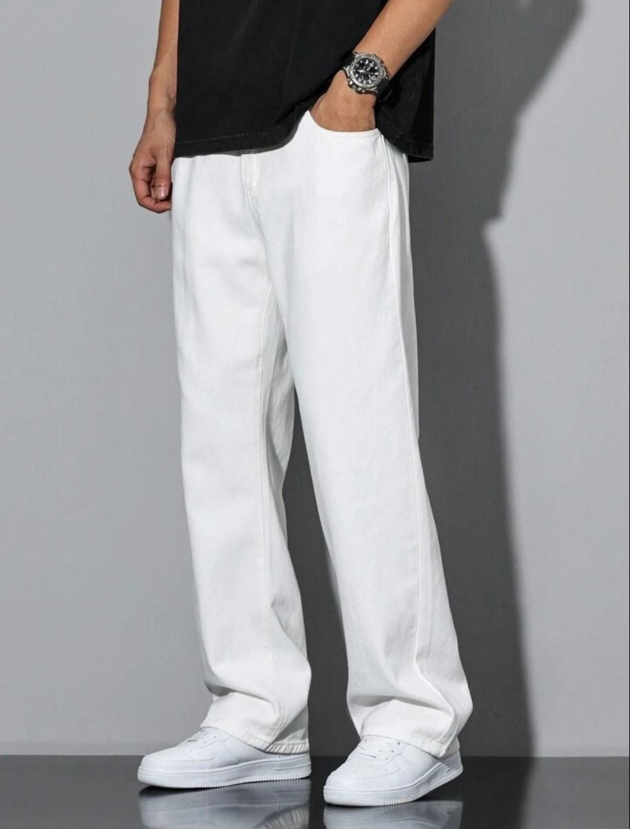 Imported Men's Straight Fit White Denim Jeans | Premium Comfort | Regular Fit