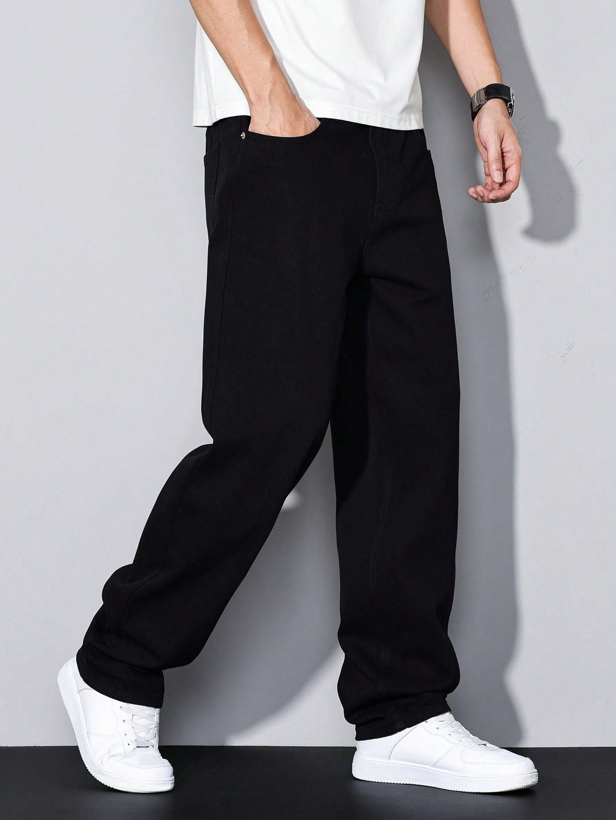 Imported Men's Straight Fit Black Denim Jeans | Premium Comfort