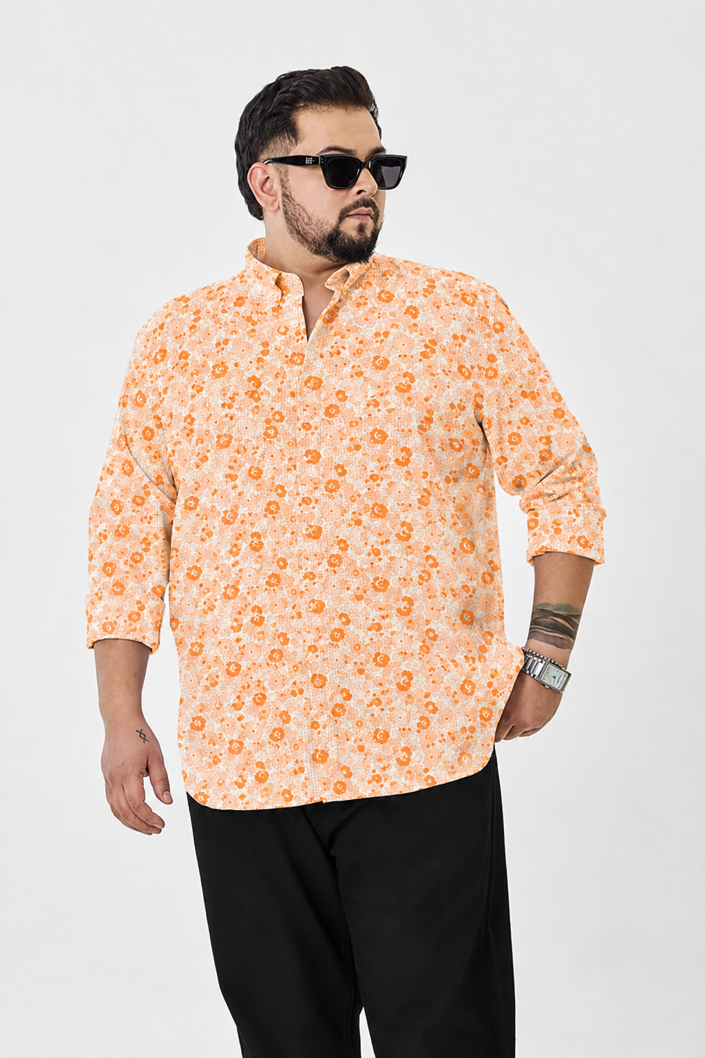 Peach Floral Print Shirt