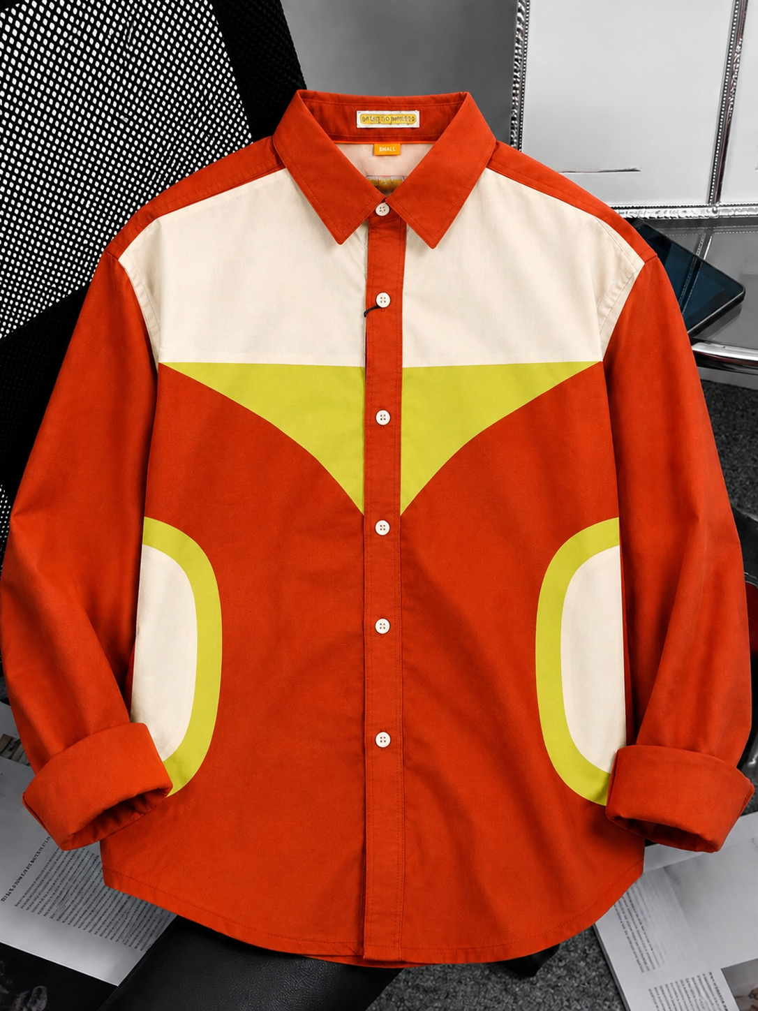 Red Graphic Color Block Shirt